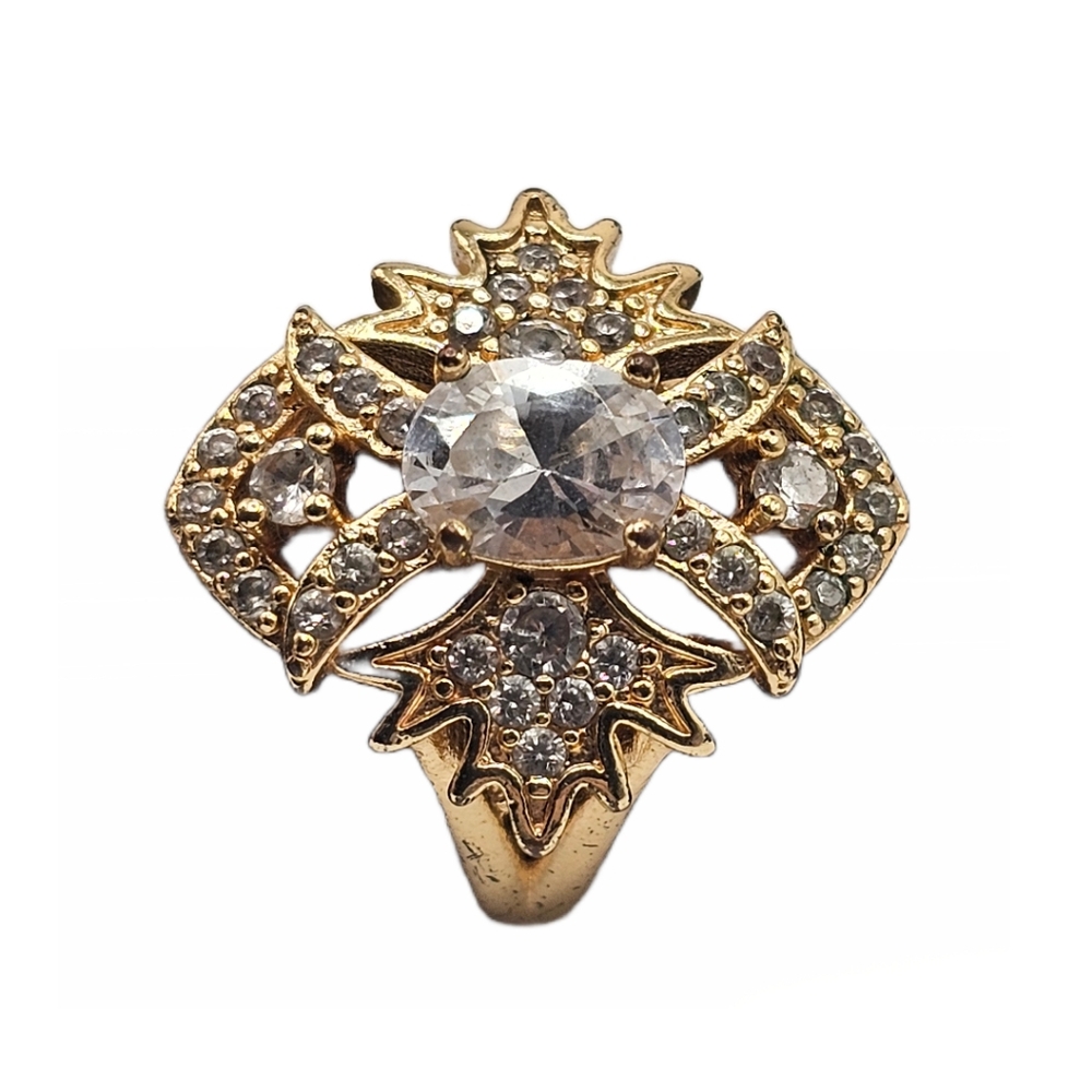 Ornate Vintage Inspired Rhinestone Ring Size 5.75